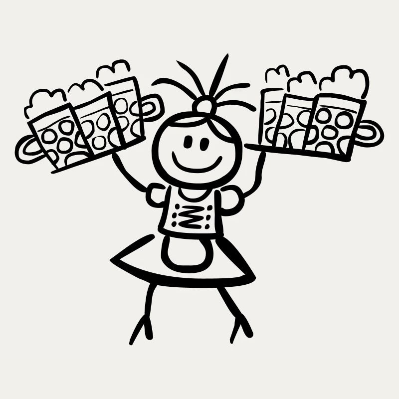 Kellnerin im Dirndl mit Biertablett