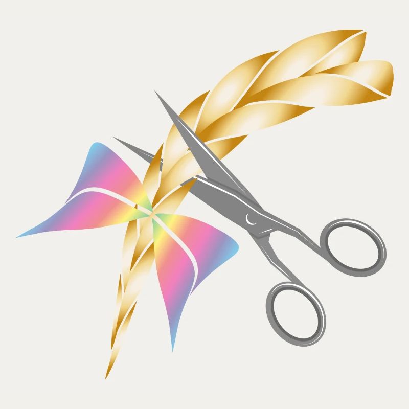 Scissors cut a blonde braid