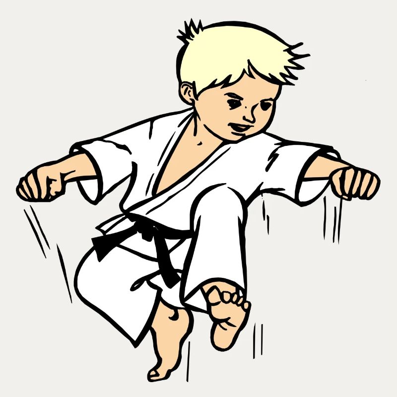 Karatekind oder Judokind mit schwarzem Gürtel