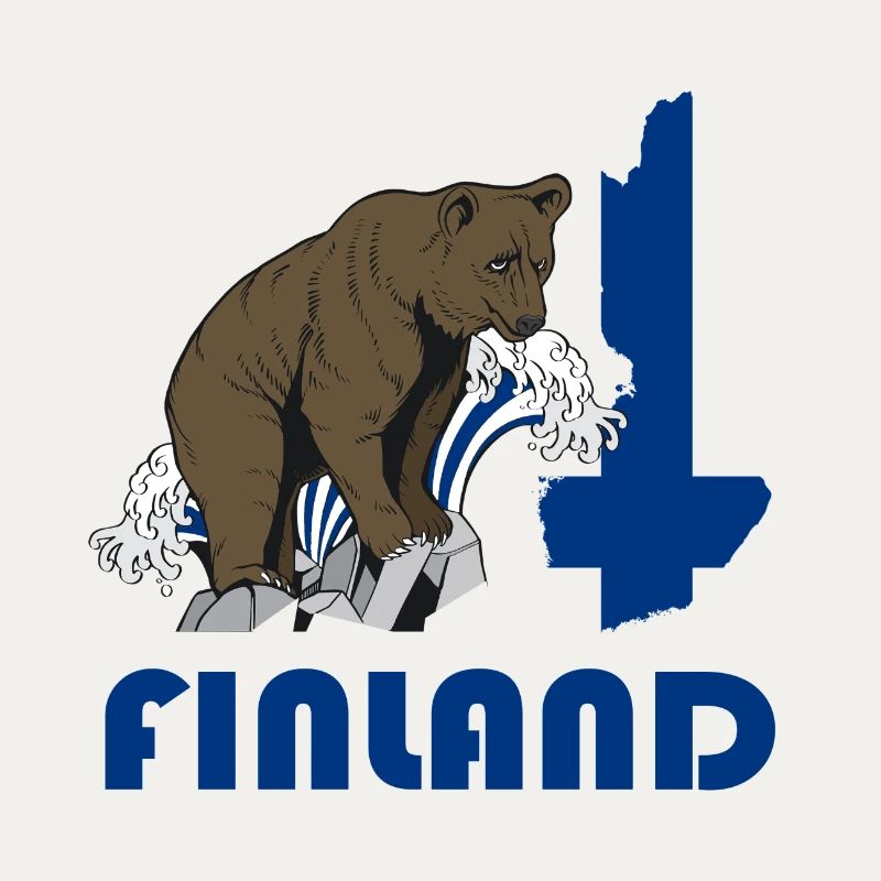 Conception d'ours de Finlande avec carte et drapeau
