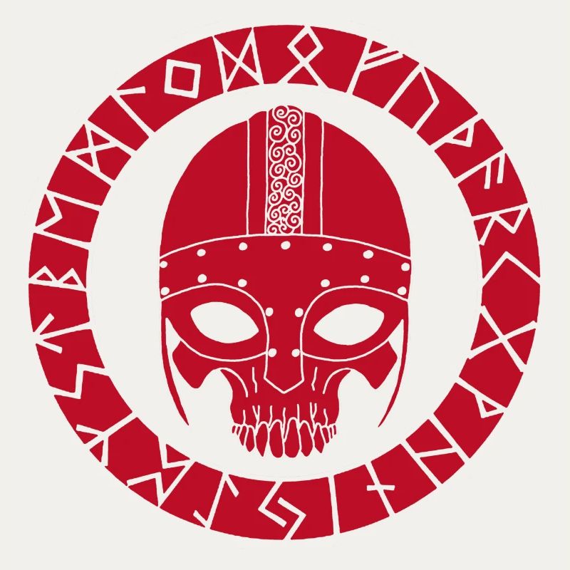 Rotes Wikinger-Todeskopf