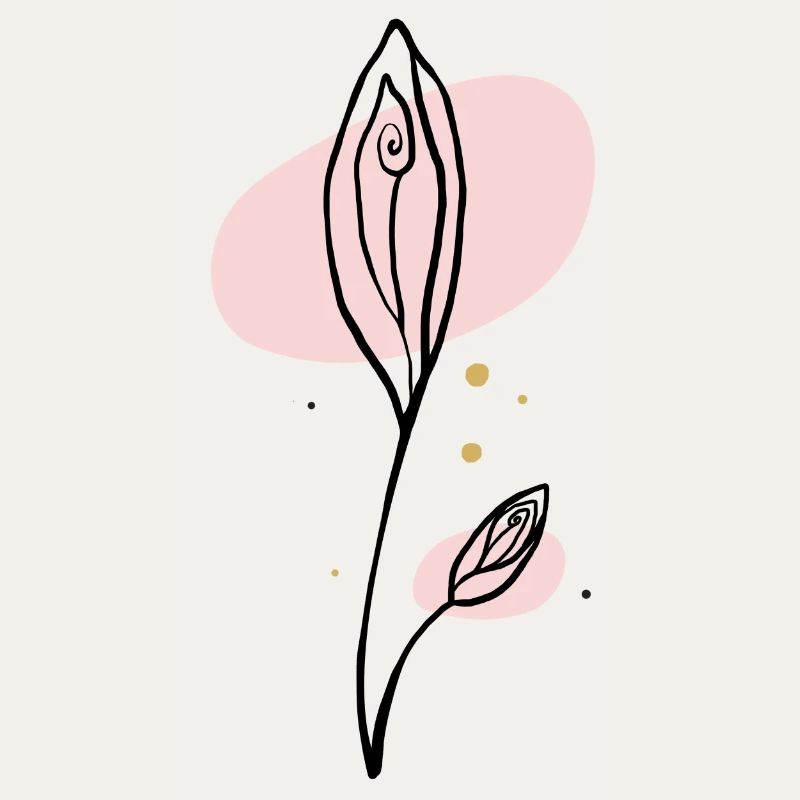 Pink Abstract Leaf Line Art