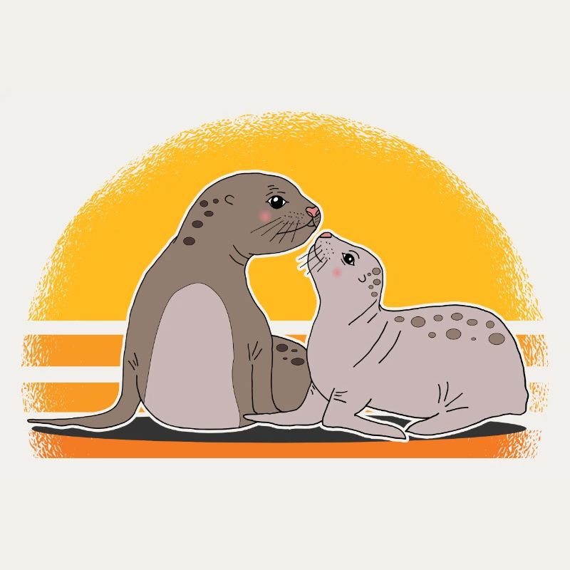 Sceau avec bébé mignon phoques cadeau