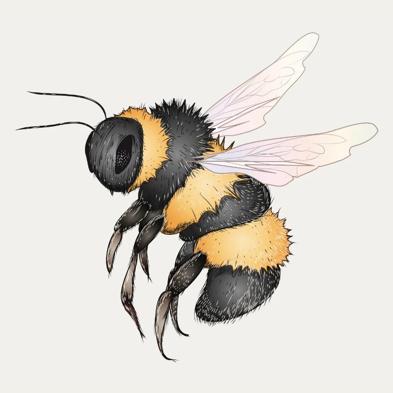 detaillierte Zeichnung einer fliegenden Hummel
