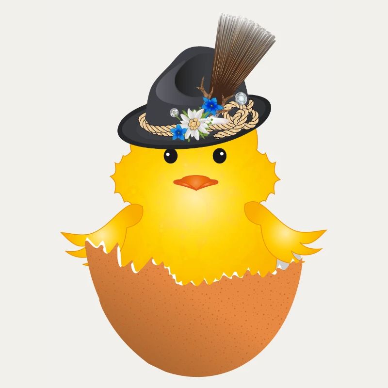 Bavarian chick with traditional hat in eggshell