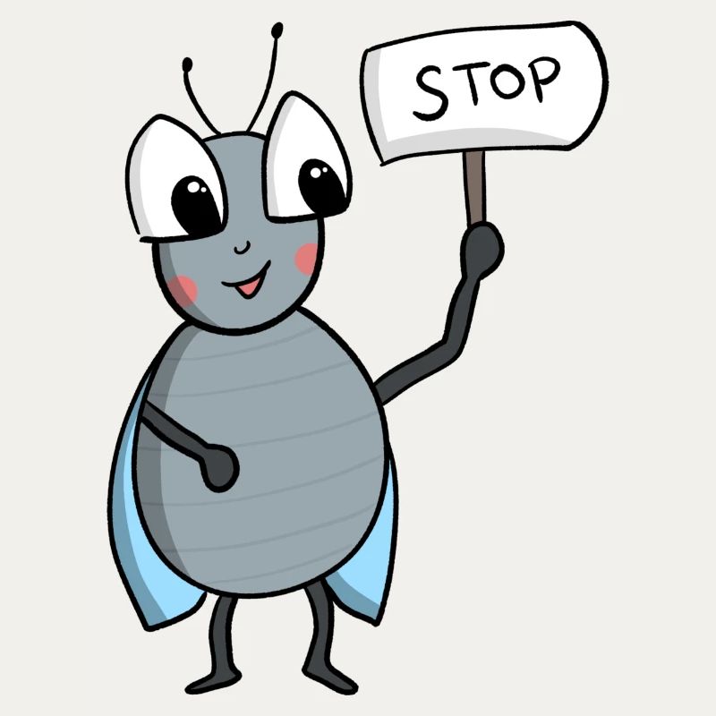 Fliege mit STOP Schild