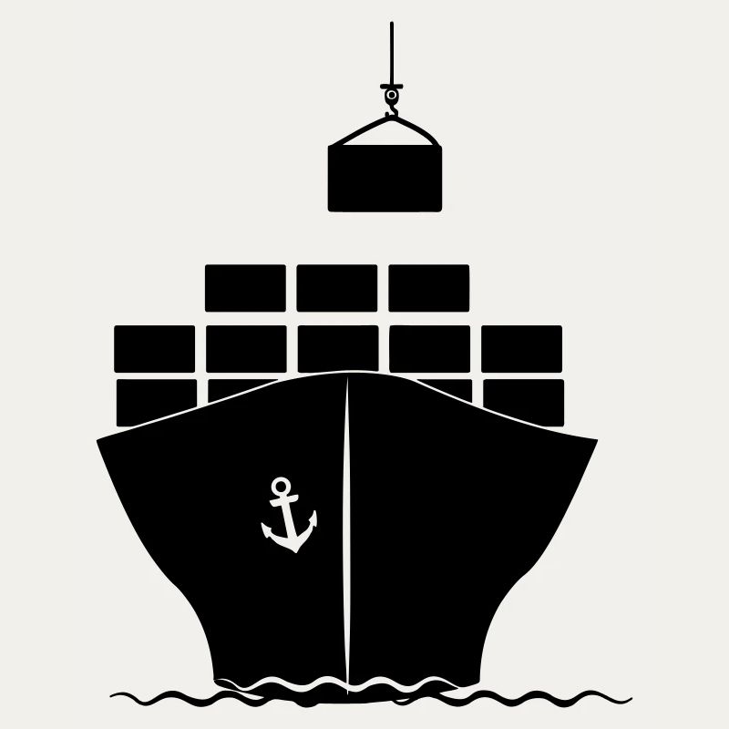 Sea container boat with crane loading