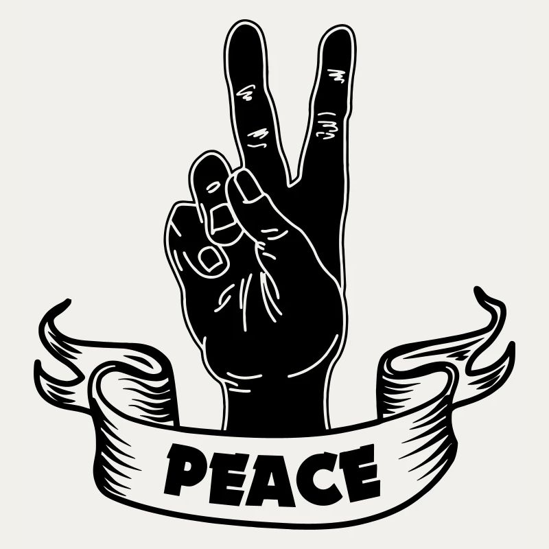 Black hand peace with text PEACE