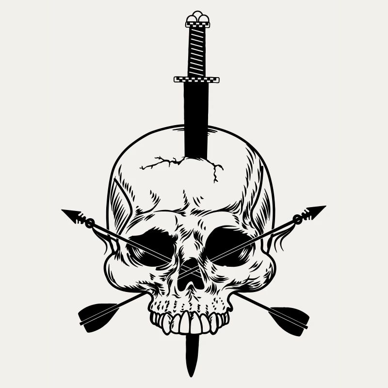 Crâne percé d’épée et de deux flèches