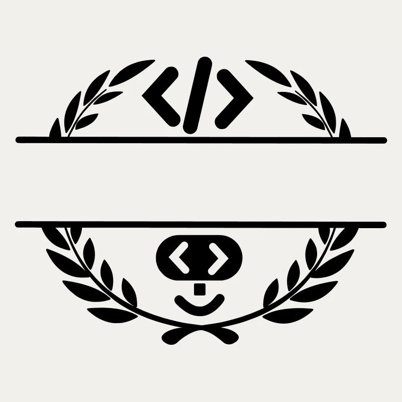 Code logo and code smiley in laurel wreath