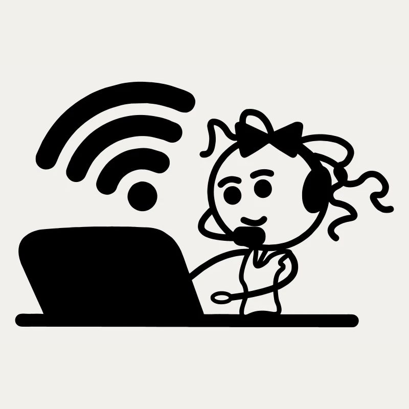 Glückliches Mädchen oder Frau auf Laptop-WLAN