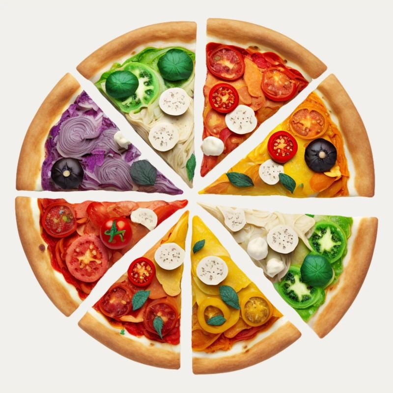 Regenbogenpizza Segmente
