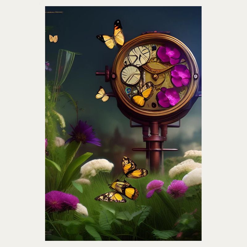 Fleurs et papillon