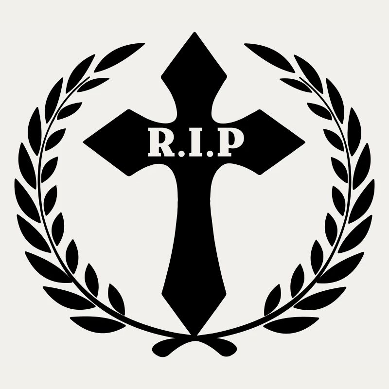 Cross in laurel wreath RIP