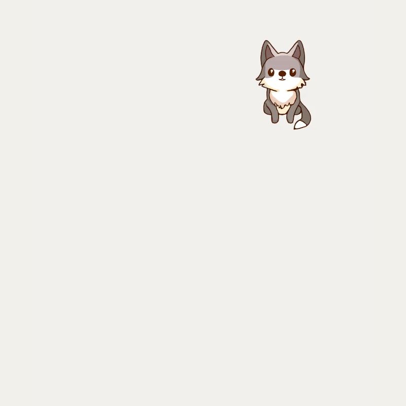 Cute Wolf Wolfhound Kawaii Husky Design Pocket
