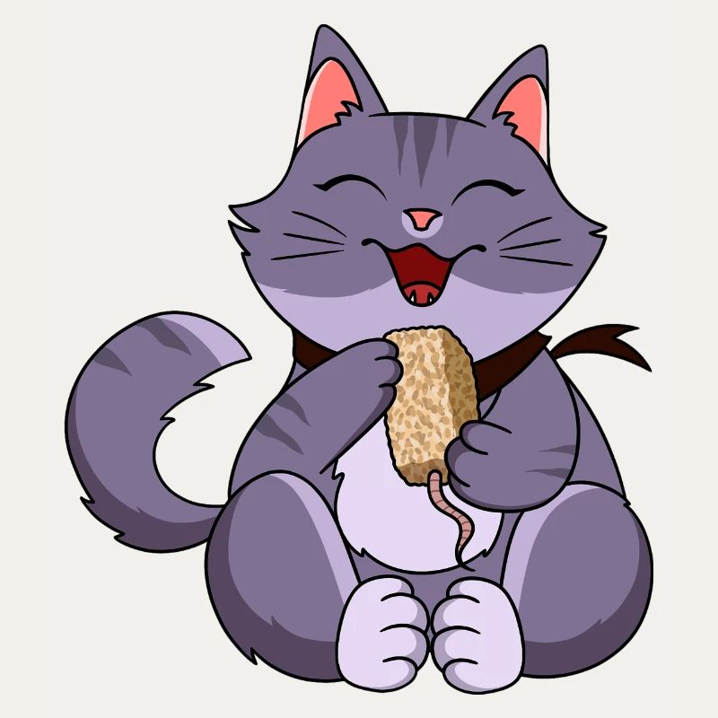 Chat violet gourmande