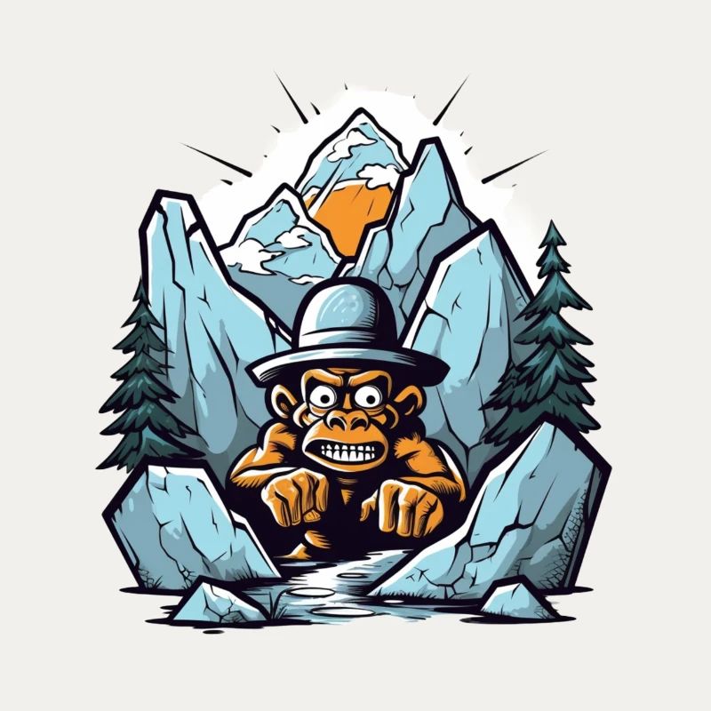 Abstract mountain gorilla with hat