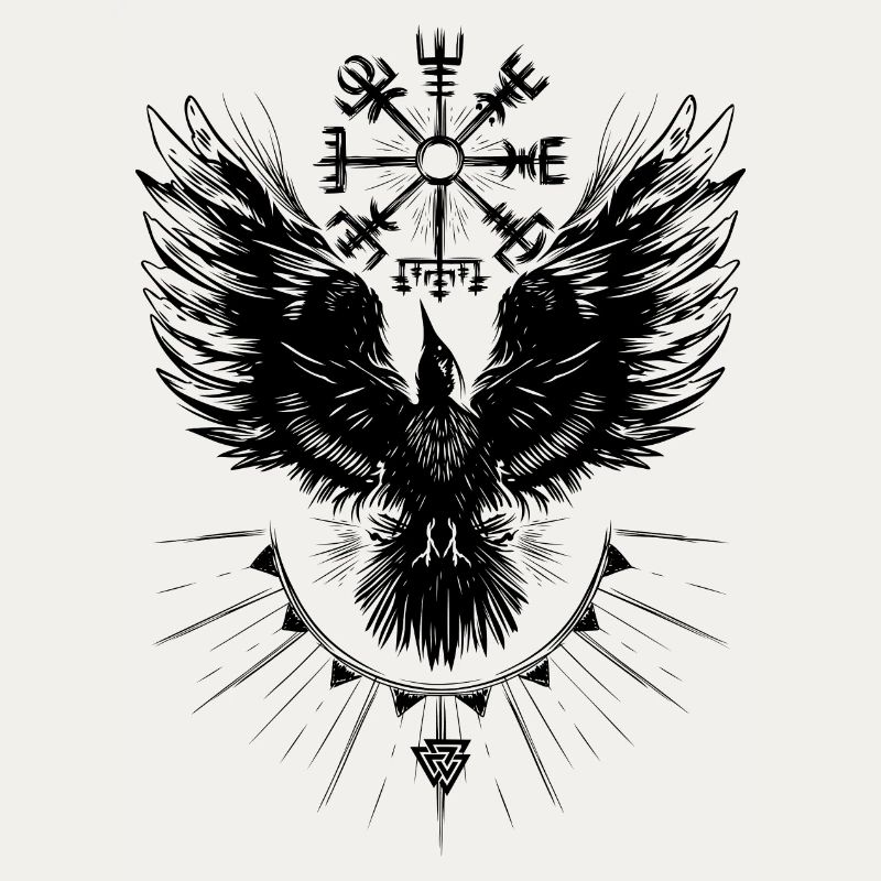 Wikinger Rabe Vegvisir Valknut