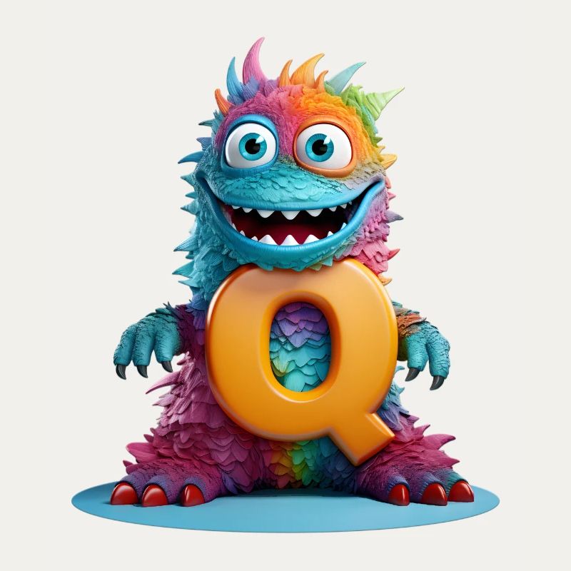 Regenbogenmonster mit Q