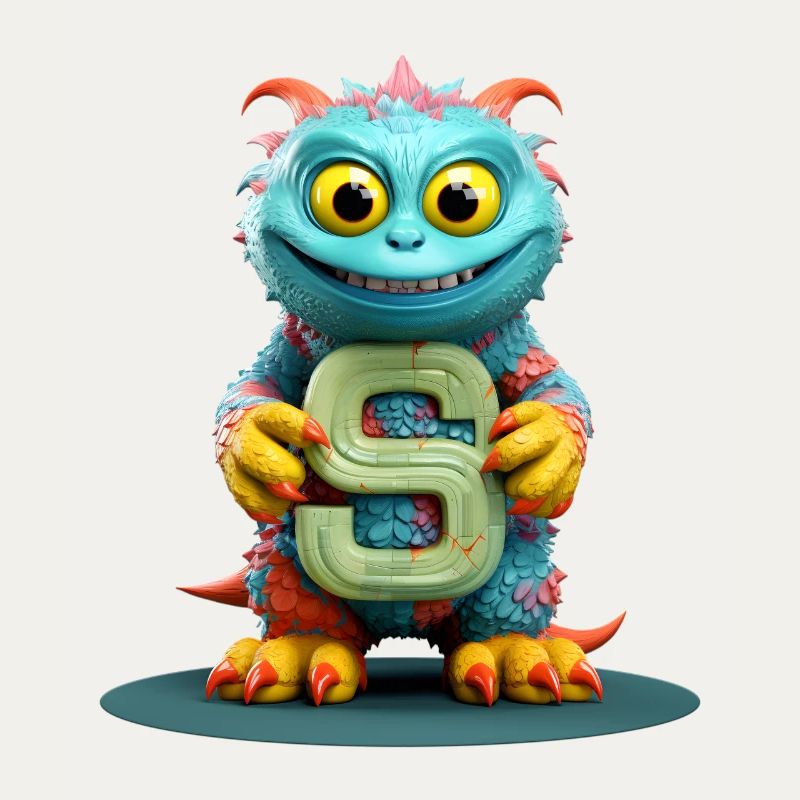 Buntes Monster mit Alphabet Buchstabe S