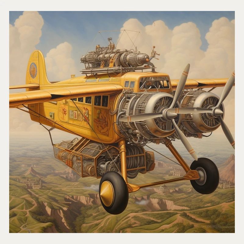 Steampunk Wolkenbomber Flugzeugkunst