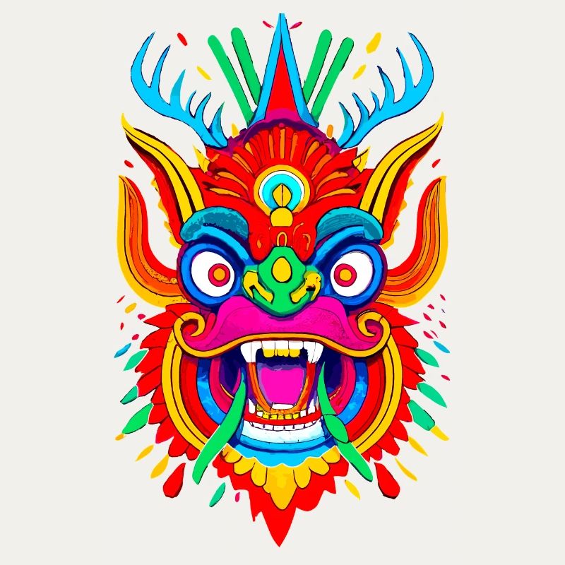 Masque de dragon coloré