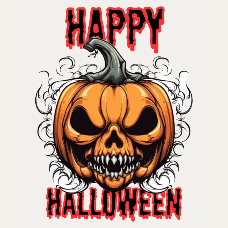 Creepy pumpkin head with horror charm