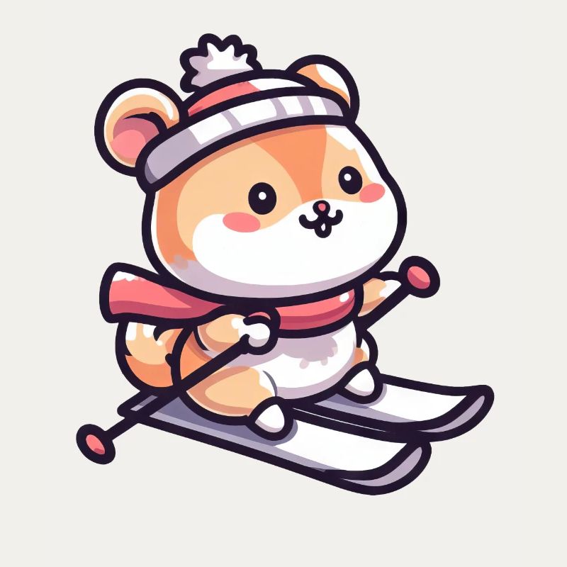 Cute hamster while skiing - Skiing holiday in the
