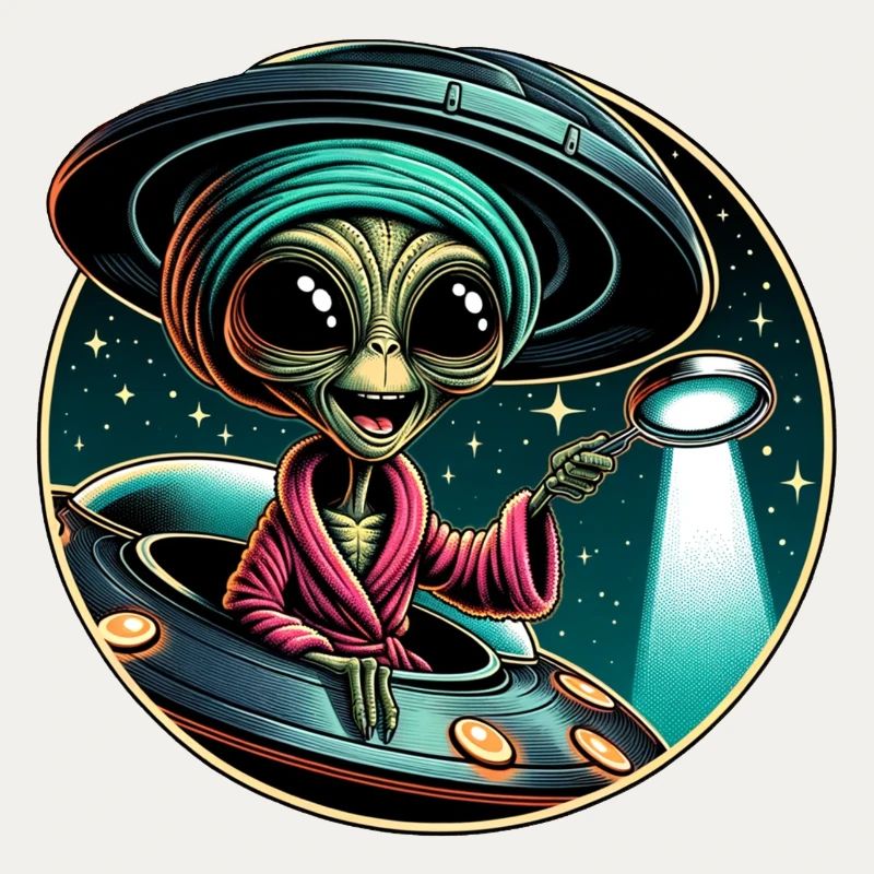 Alien detective in UFO light