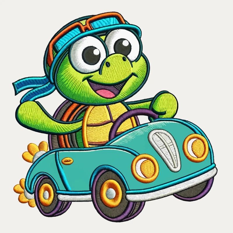 Adventurous Turtle Driving Car