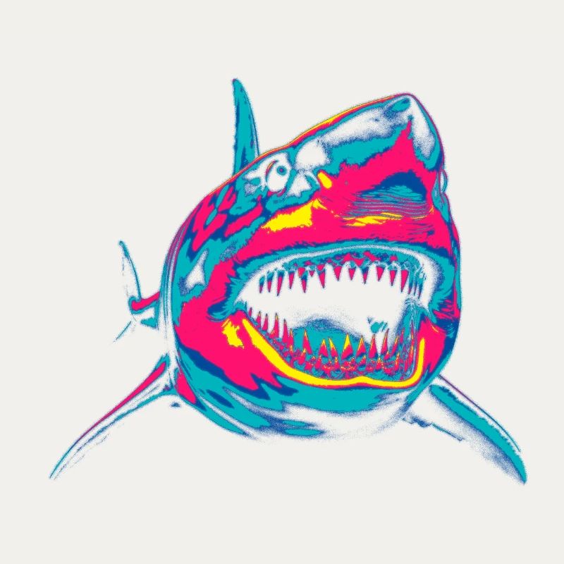 Requin néon Pop Art Couleur Feu