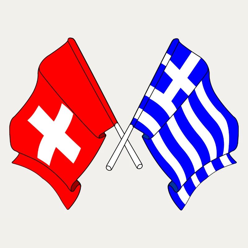 Drapeau de la Suisse et drapeau de la Grèce