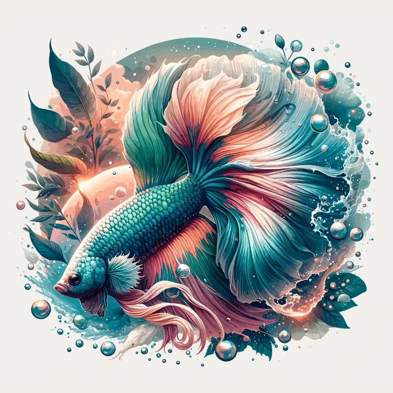 Kampffisch, Betta splendens, bunter Fisch