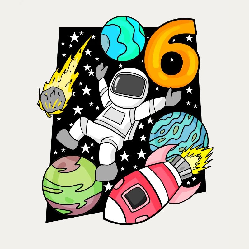 6 Birthday Boy Astronaut Rocket