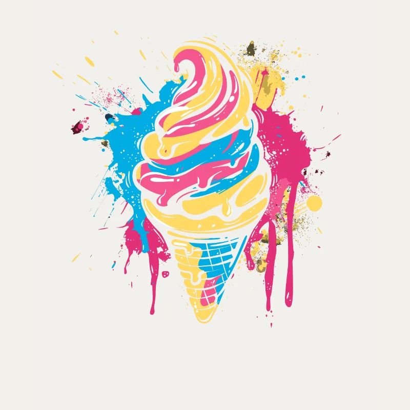 Cornet de crème glacée Éclaboussures de couleur
