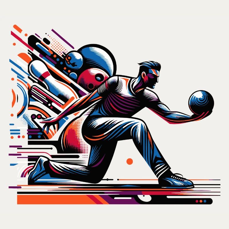 Dynamischer, farbenfroher Bowler in Aktion