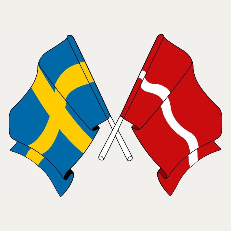 Drapeau de la Suède, drapeau de la Lettonie