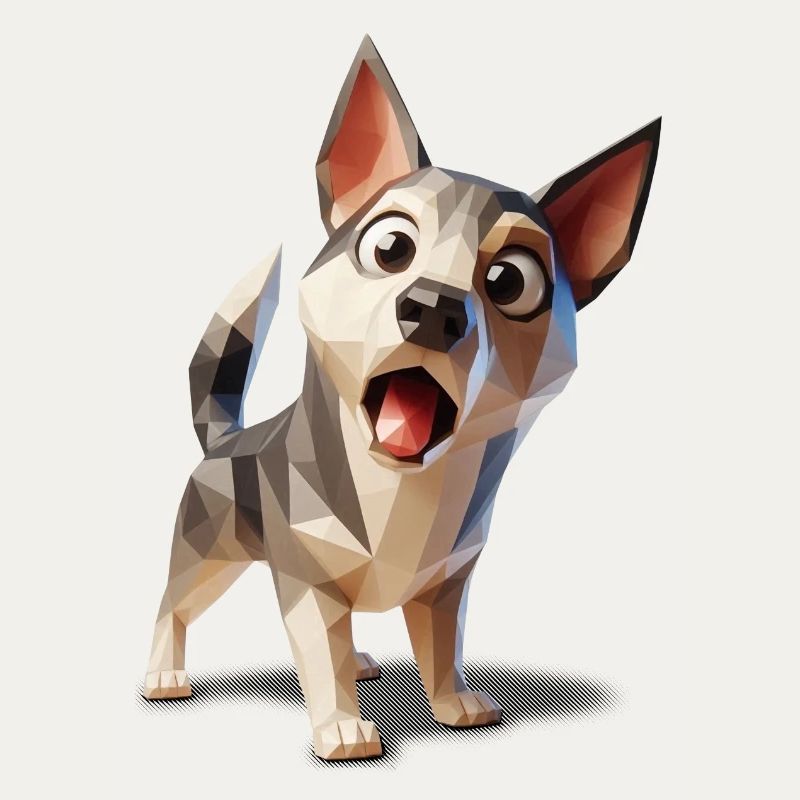 Chiot chien surpris lowpoly