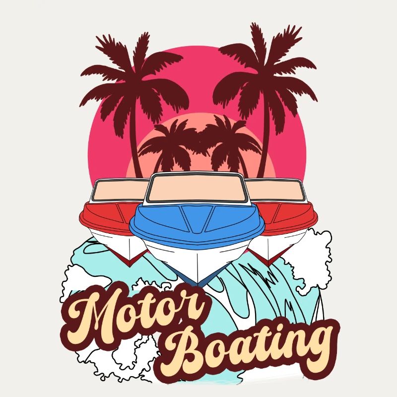 Motor Boating - Boot Motorboot Sommer Strand Retro