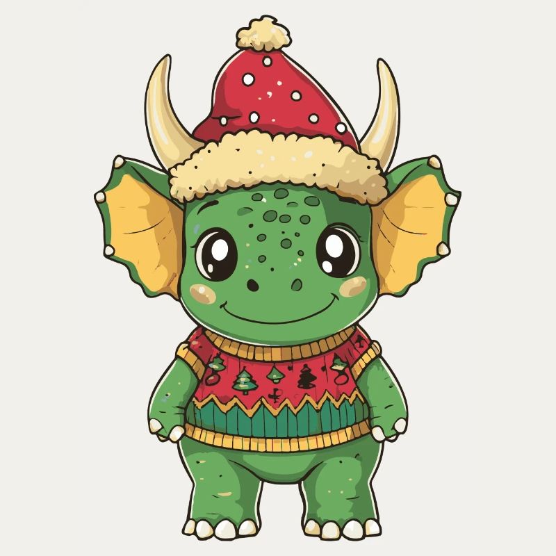 Dinosaur triceratops Christmas Comic