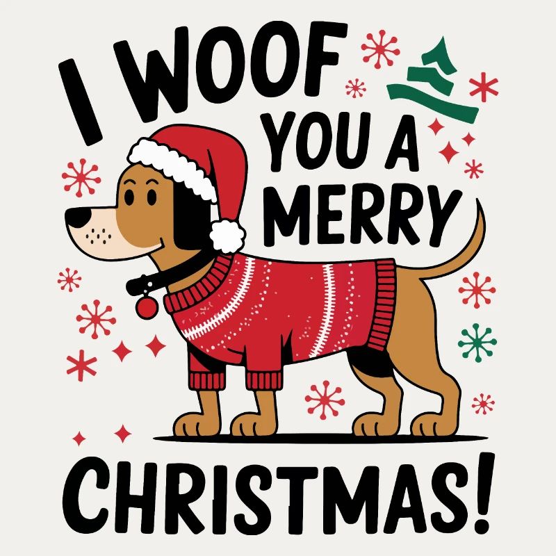 Festlicher Hund im Weihnachtspullover