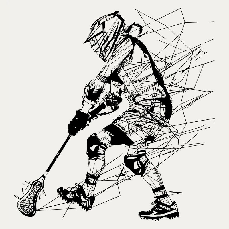 Lacrosse Player Line Drawing