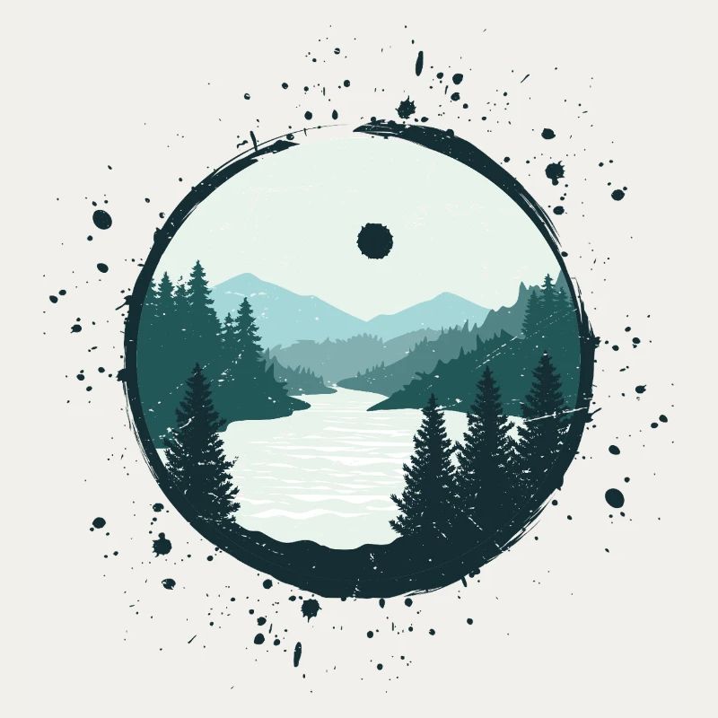 Serene Mountain River Landscape Tee