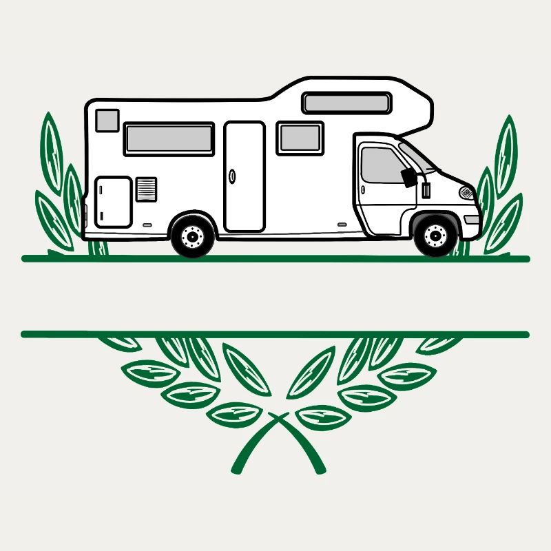 Camper im Kranz mit Platz für Text oder Namen