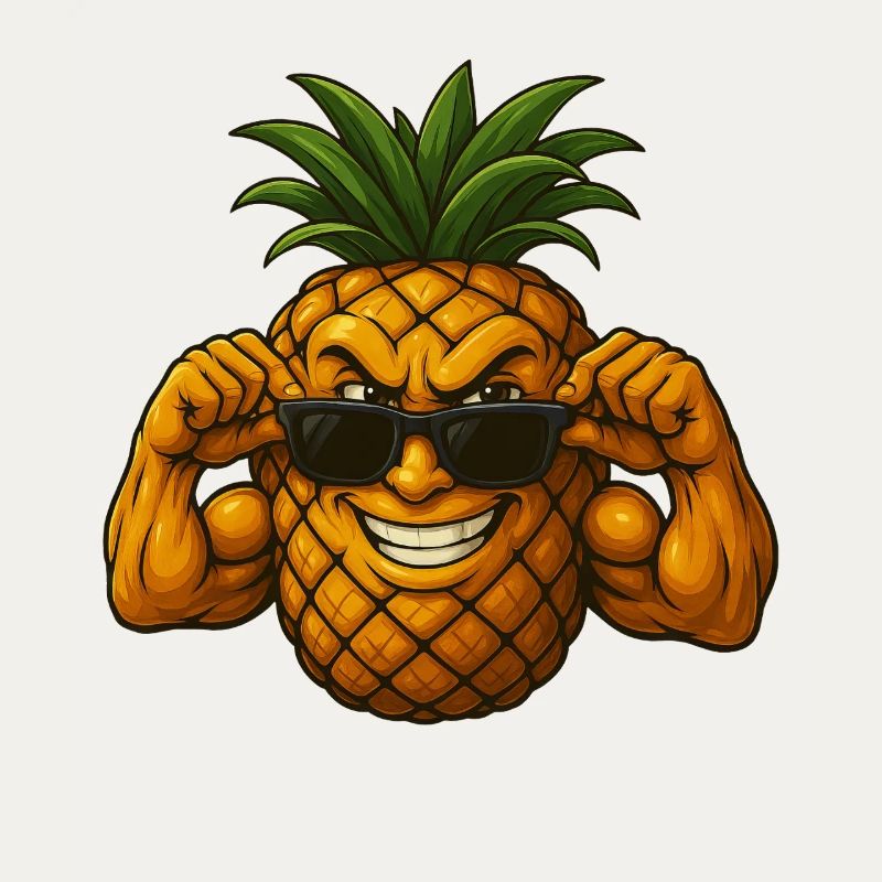 Cool pineapple with sunglasses muscle biceps