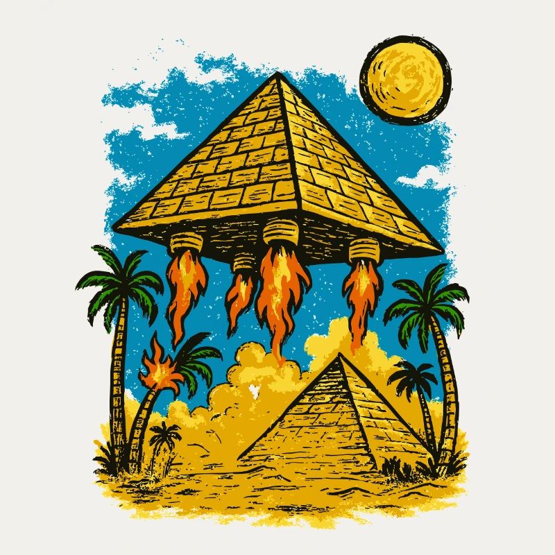 Alien Pyramid Landing Ancient Invasion Sci-Fi tee