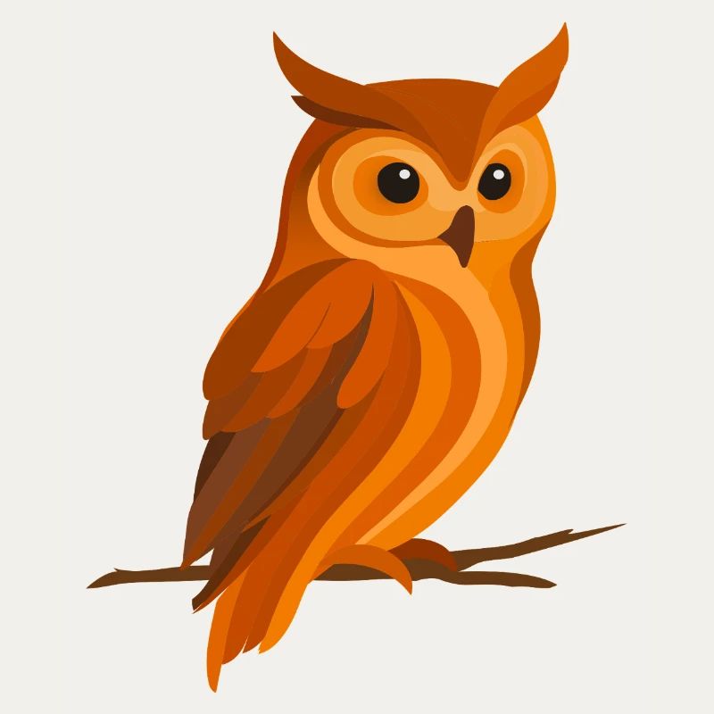 Hibou dans les tons orangés – oiseau forestier expressif