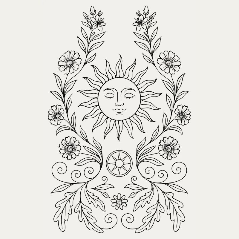 Midsummer Coloring Page - DIY Sun for Litha