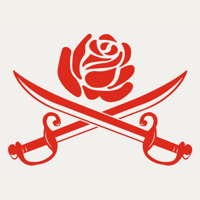 Rose rouge et épées croisées