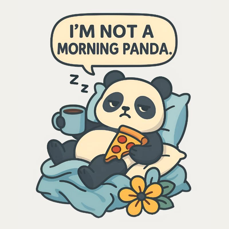 Panda relaxant avec boisson et pizza